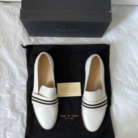 Rag&Bone Amber Striped-Web Leather Loafer Color-White/Black Size-11/41 NWT - Picture 6 of 16